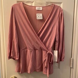 NWT Mauve Wrap Peplim Top